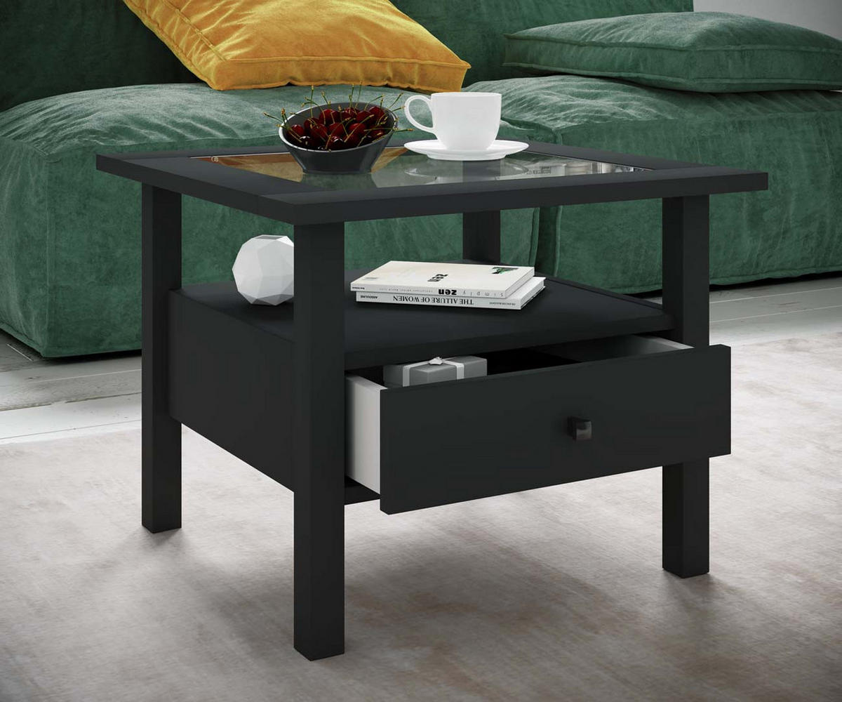 COUCHTISCH 1 Schublade 1 Ablage schwarz - Schwarz, Holzwerkstoff (54/54/42cm) - ebuy24