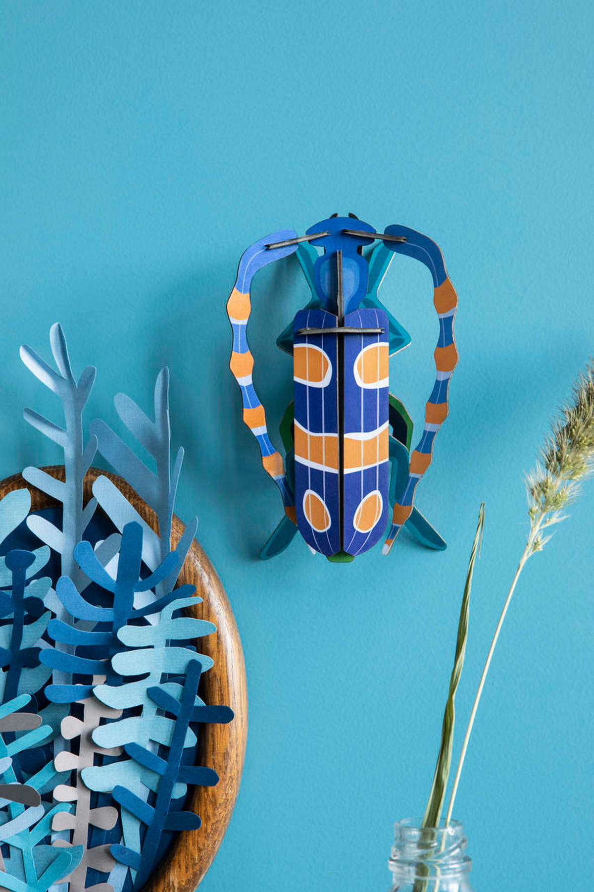 WANDDEKO Rosalia-Käfer 10/5 cm - Blau, Wellpappe (10/5/15cm) - KUNSTLOFT