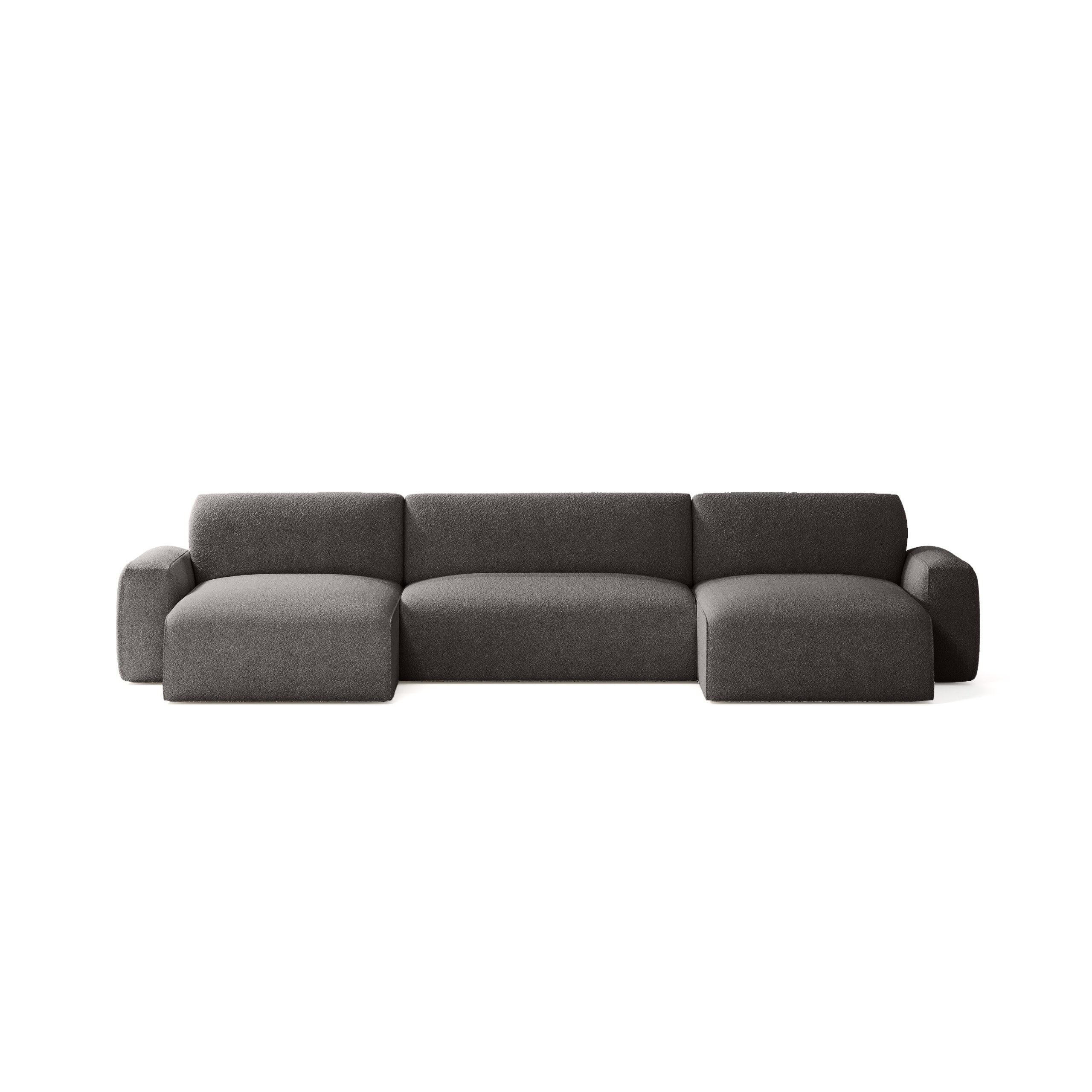 WOHNLANDSCHAFT aus Bouclé-Stoff Witsum U 8 Sitzer, Grau - Grau, Textil (185/70/398cm) - Meblito