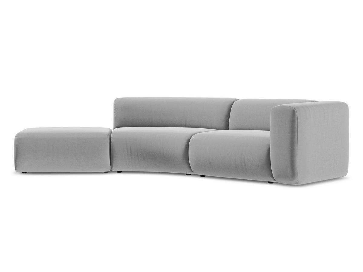 4-SITZER-SOFA Samt Stoff Grau - Schwarz/Grau, Kunststoff/Textil (335/70/166cm) - Makamii