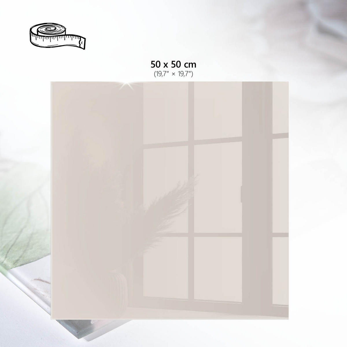 TISCHPLATTE 50x50 cm – Beige Stein - Creme, Glas (50/50/0.4cm) - Wallfluent