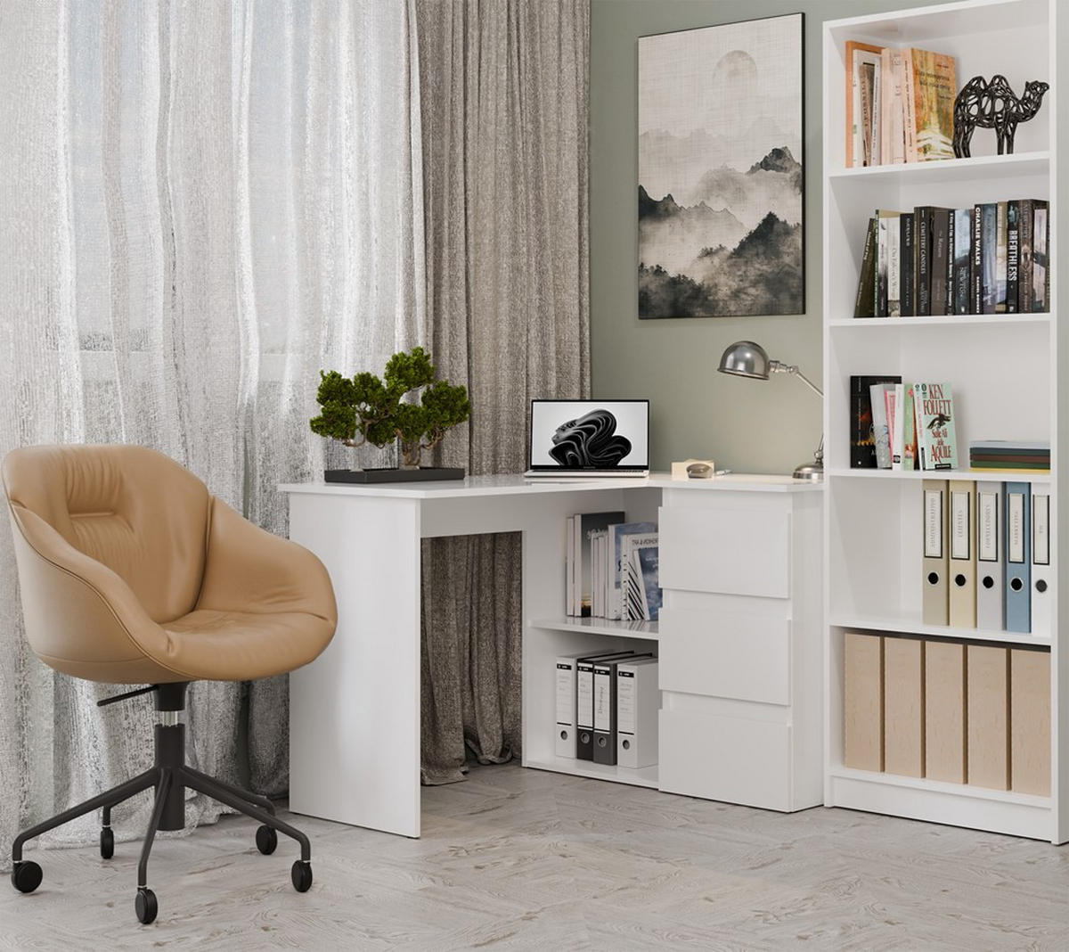 SCHREIBTISCH Weiß 120/75/49 - Weiß, Holzwerkstoff (90/50/75cm) - RAUMHIRSCH FURNITURE