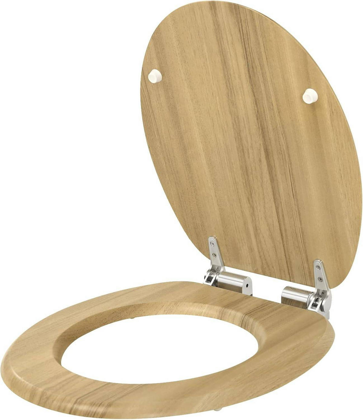 WC SITZ mit Absenkautomatik, MDF Holzkern,Oval - Hellbraun, Holzwerkstoff (37/2.5/43cm) - Woltu