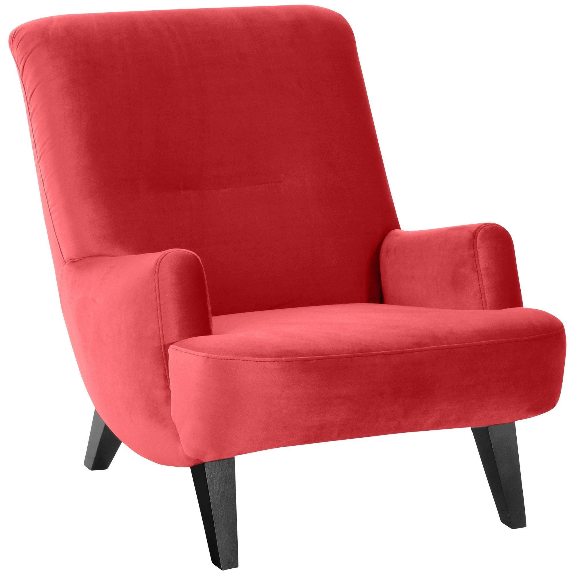 SESSEL Kajsa 71x80x101 Bezug Samtvelours Buche schwarz/rot - Rot/Schwarz, Kunststoff (101/80/71cm) - 58aufmkessel