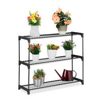 PFLANZENREGAL - Schwarz, Kunststoff/Metall (91/72/28cm) - Relaxdays