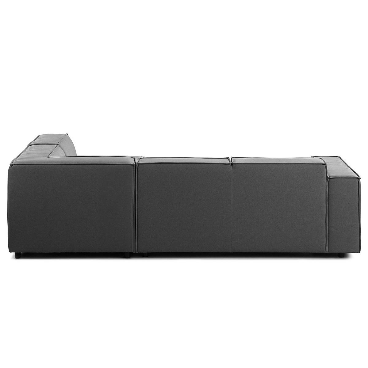 ECKSOFA mit Ottomane - Anthrazit/Schwarz, Kunststoff/Textil (260/234cm) - home24