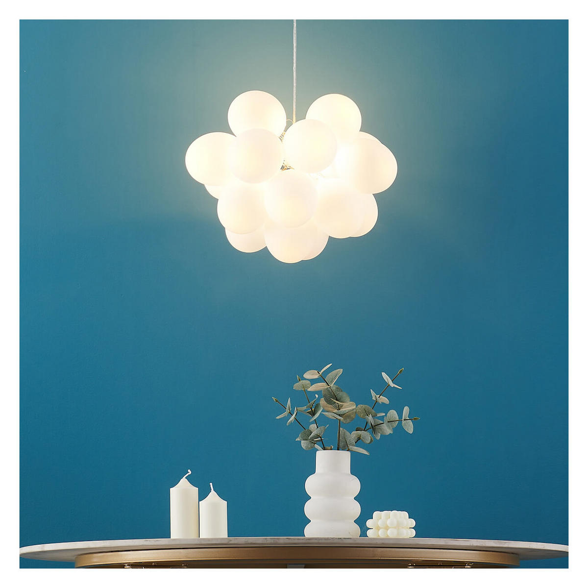 HÄNGELEUCHTE Bartali, Weiß/Silber, 40cm - Silberfarben, Glas (40/40/30cm) - KOSILUM