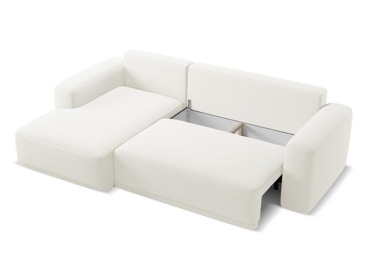 ECKSOFA mit Schlaffunktion Chenille Stoff Weiß - Schwarz/Weiß, Kunststoff/Textil (160/258cm) - Makamii