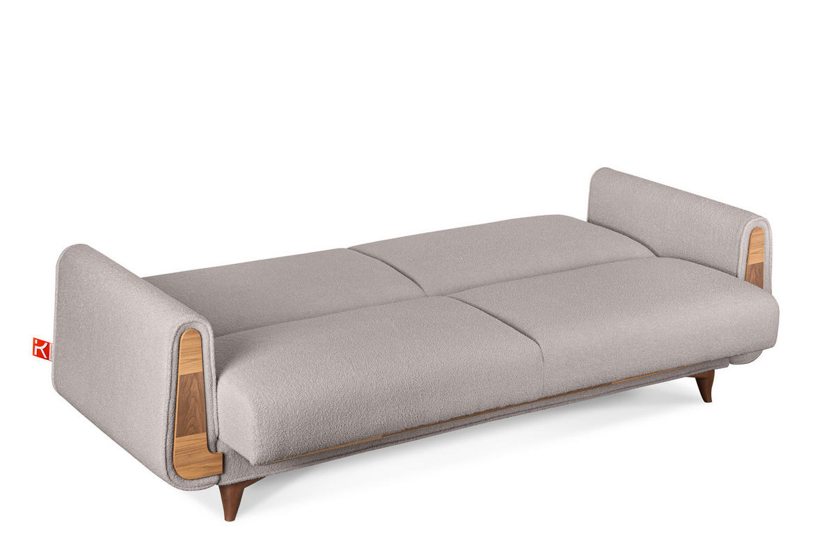 3-SITZER-SCHLAFSOFA GUSTAVO mit Armlehnen, grau - Braun/Grau, Holz/Holzwerkstoff (230/98/98cm) - KONSIMO®