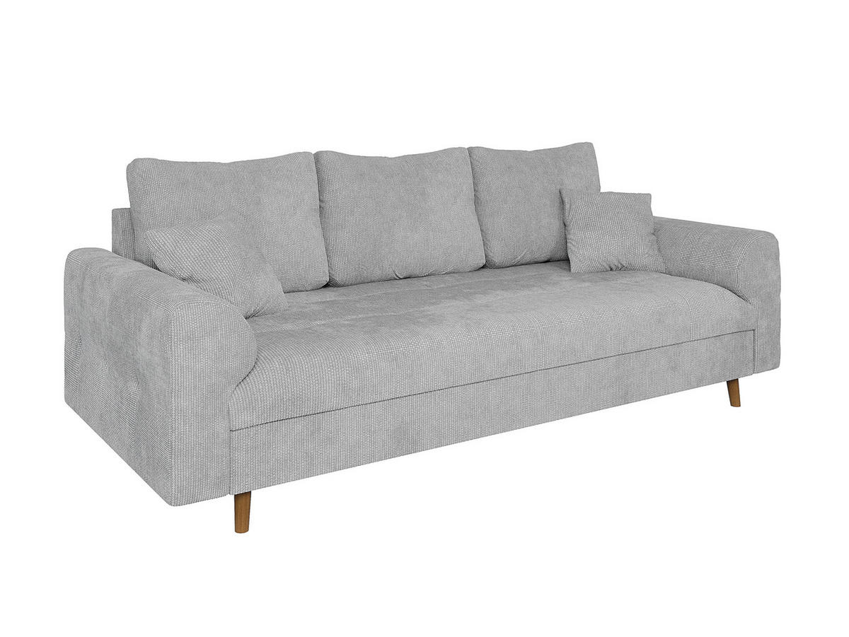 3-SITZER-SOFA Sigurd Hellgrau Chenille - Hellgrau/Braun, Holz/Textil (210/81/93cm) - S-Style Möbel