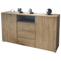 SIDEBOARD Skadu Grau Hochglanz - Grau, Holzwerkstoff (138.5/75.5/35cm) - Vladon