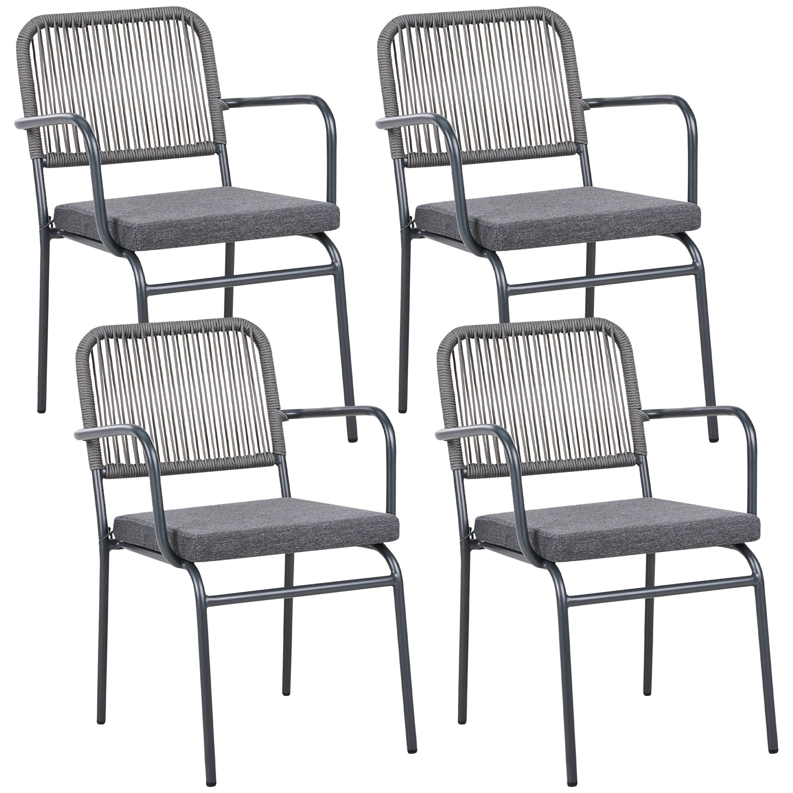 GARTENSTUHL 4er-Set Grau Taceno - Grau, Metall (46/82/52cm) - Beliani