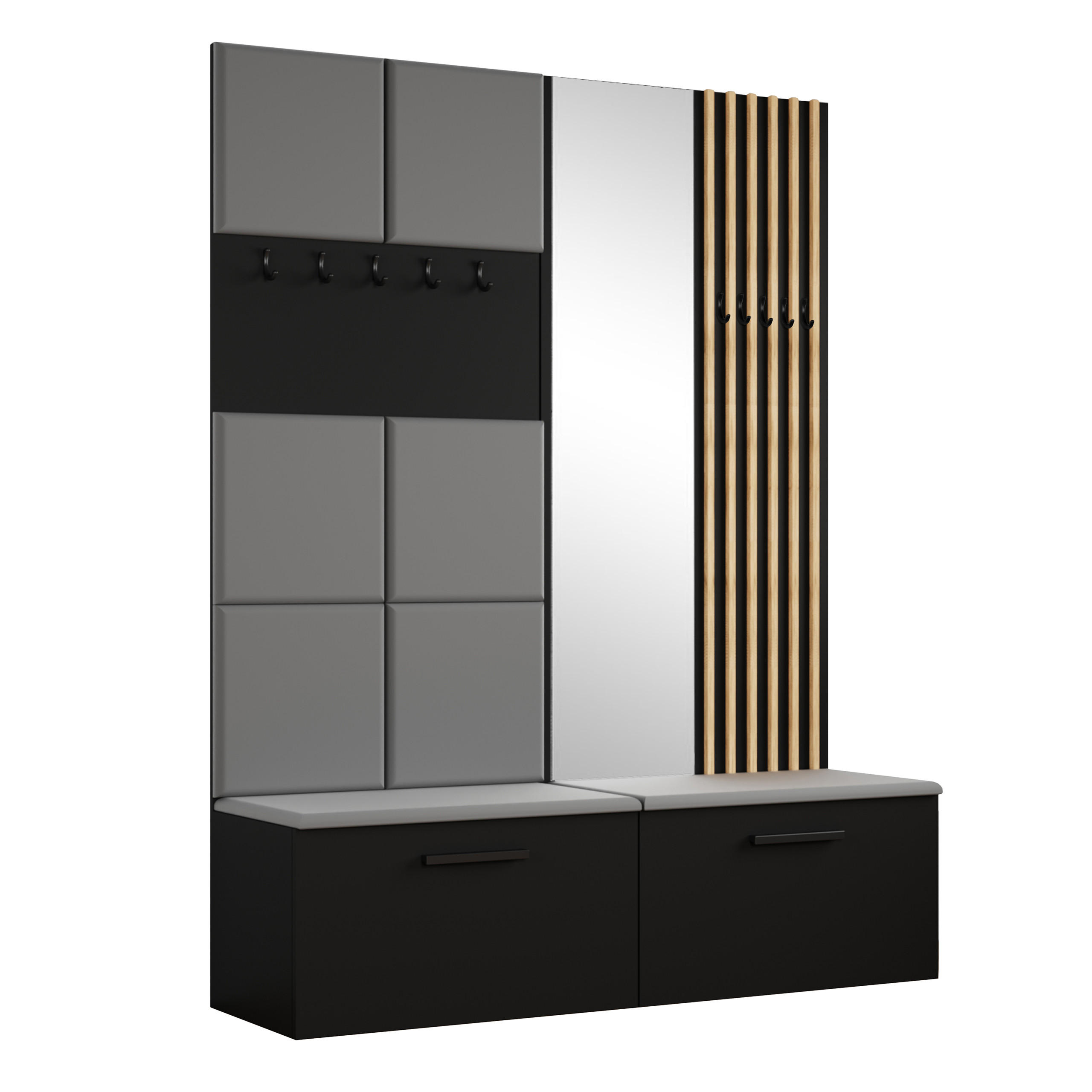 Masseno Garderobenschrank Schwarz 161.2x204x40 cm