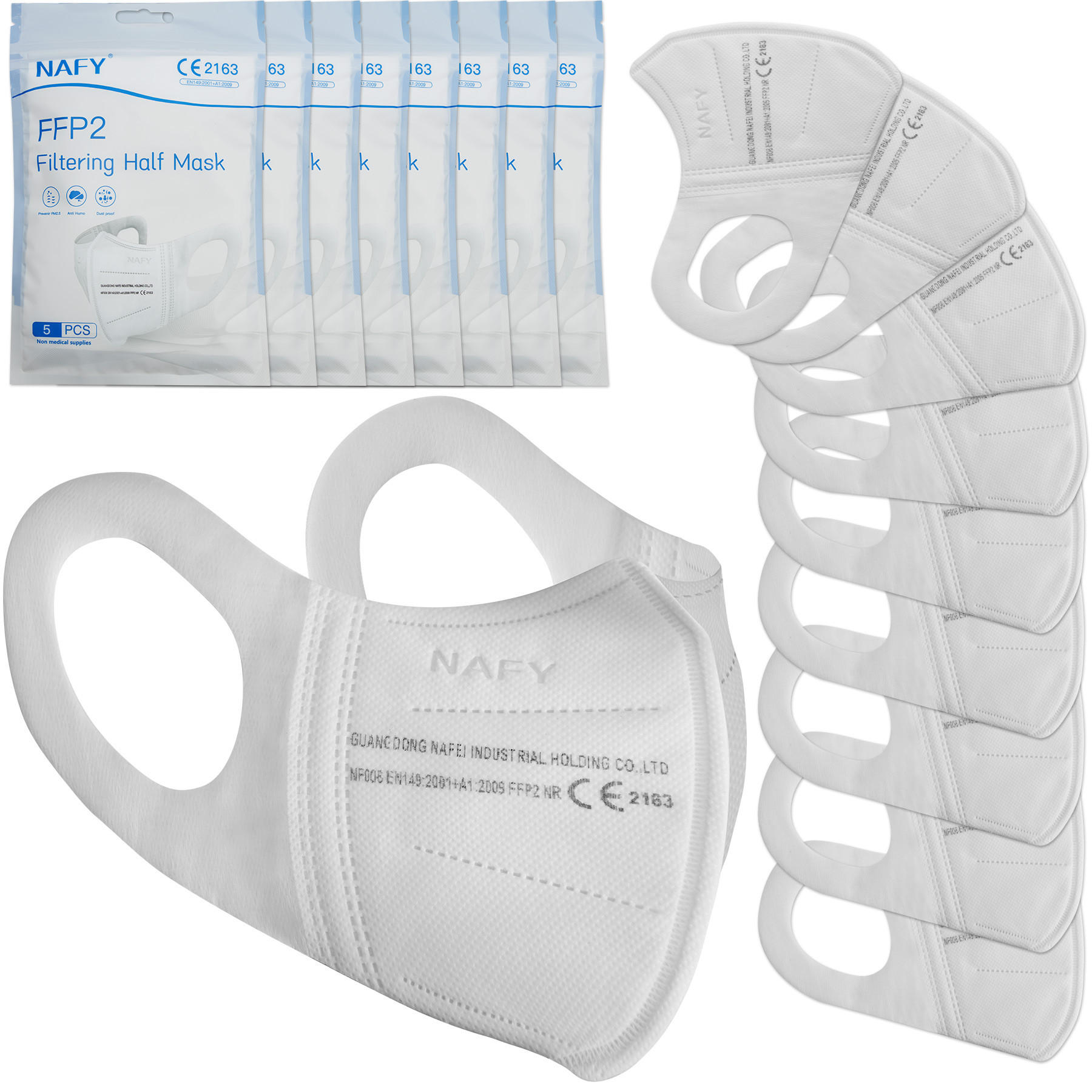 STAUBSCHUTZMASKEN 50er Set, EN 149:2001+A1:2009,weiß - Weiß, Textil (0.1/14/18cm) - tectake