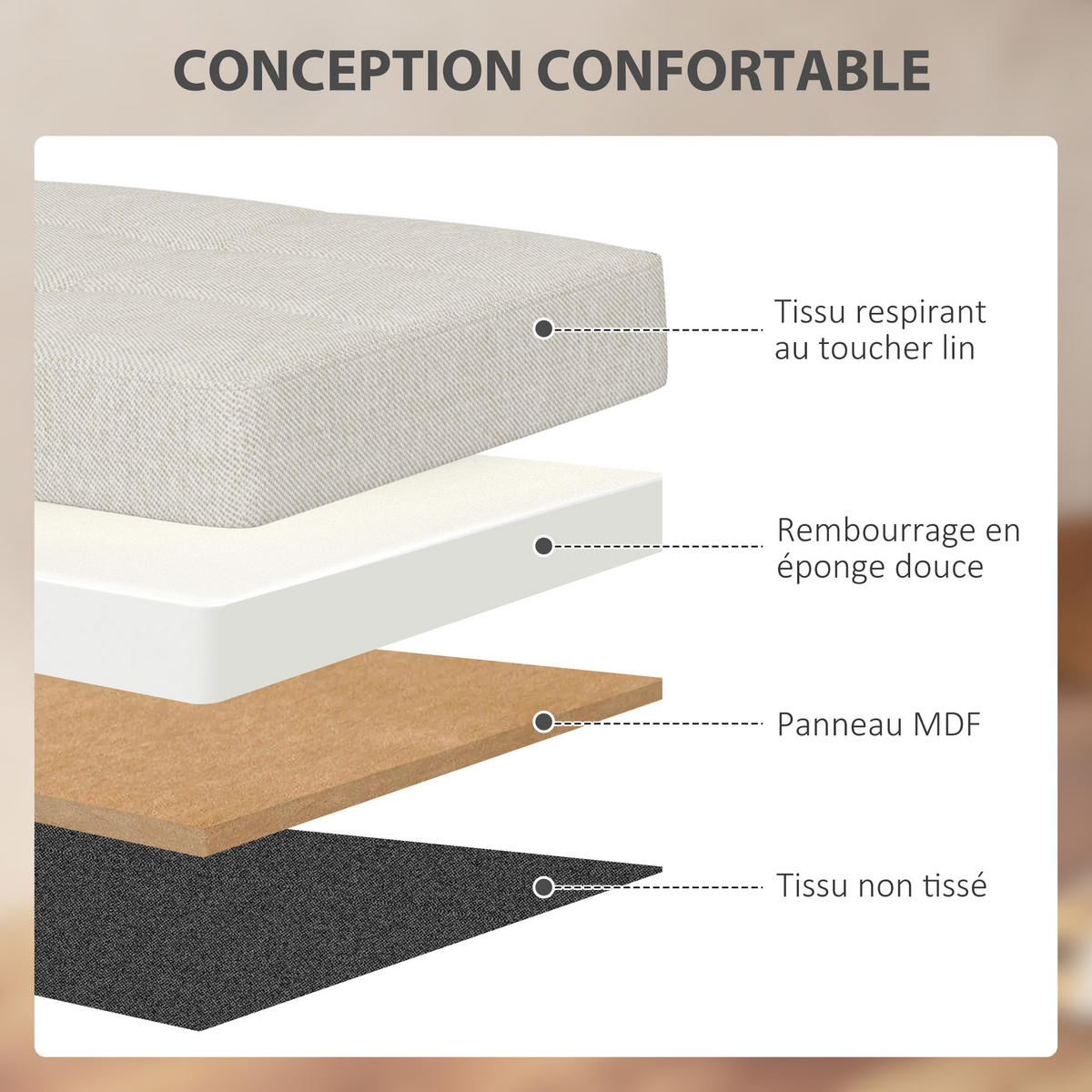 TRUHENBANK DE-16387 klappbar mit Stauraum und Knopfheftung Creme - Creme, Textil (76/38/38cm) - ComfortXL