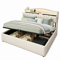 POLSTERBETT 180/200 cm aus Stoff und Metall mit Stauraum, Beige - Beige, Textil (180/200cm) - OKMYHOME