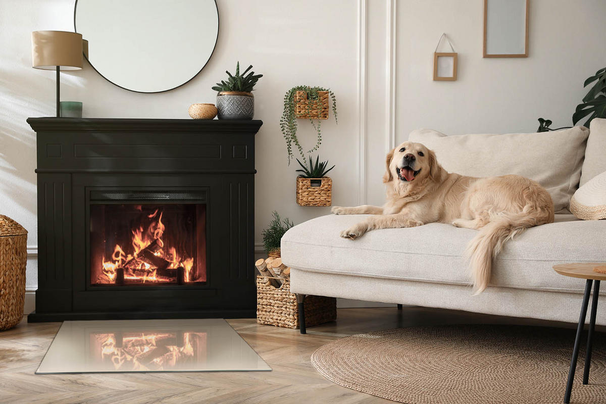 GLASPLATTE für Kamin 80x60 cm Gelb - Gelb, Glas (80/60/0.4cm) - ArtPrintCave