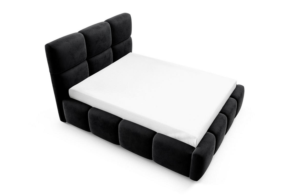 POLSTERBETT TRIO, 180x200 cm, Doppelbett mit Bettkasten, Velourstoff, Frabe: Schwarz - Schwarz, Holz/Kunststoff (180/200cm)