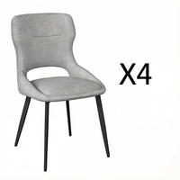 ESSSTUHL 4er-Set 43 x 40 x 86 cm Grau Chenille/Metall - Grau, Metall (40/86/43cm) - Meubliv
