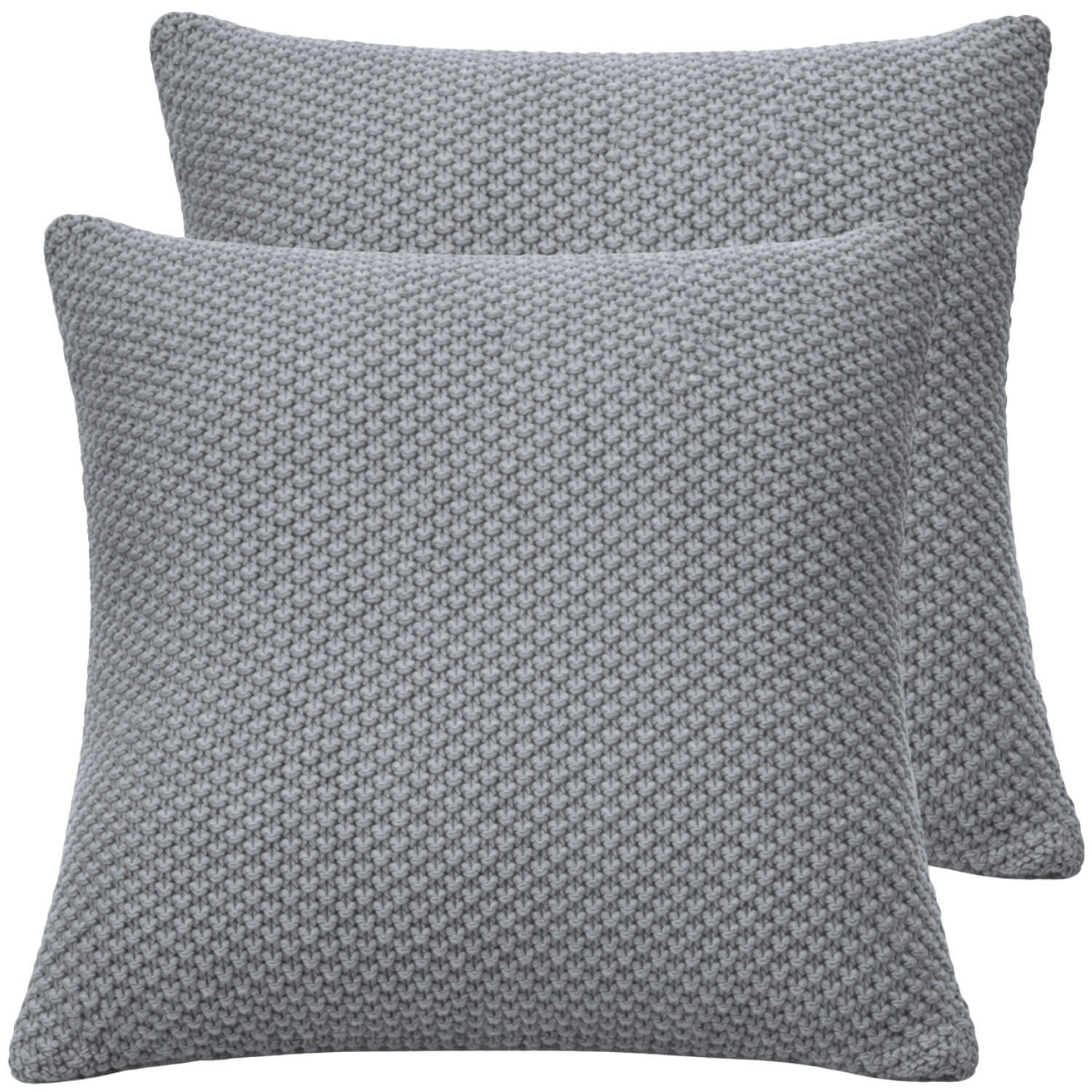 KISSENBEZUG 50x50 im 2er Set, Strick Dekokissenbezug, Wohnzimmer Sofakissenbezug für Sofa, Bett, Couch - Grau - Grau, Textil (50/50cm) - Carpe Sonno