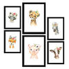 POSTER Set Mit 6 Ästhetisches Blumentier Größe A3 & A4 Schwarzer Rahmen - Schwarz, Papier (29.7/1cm) - Nacnic
