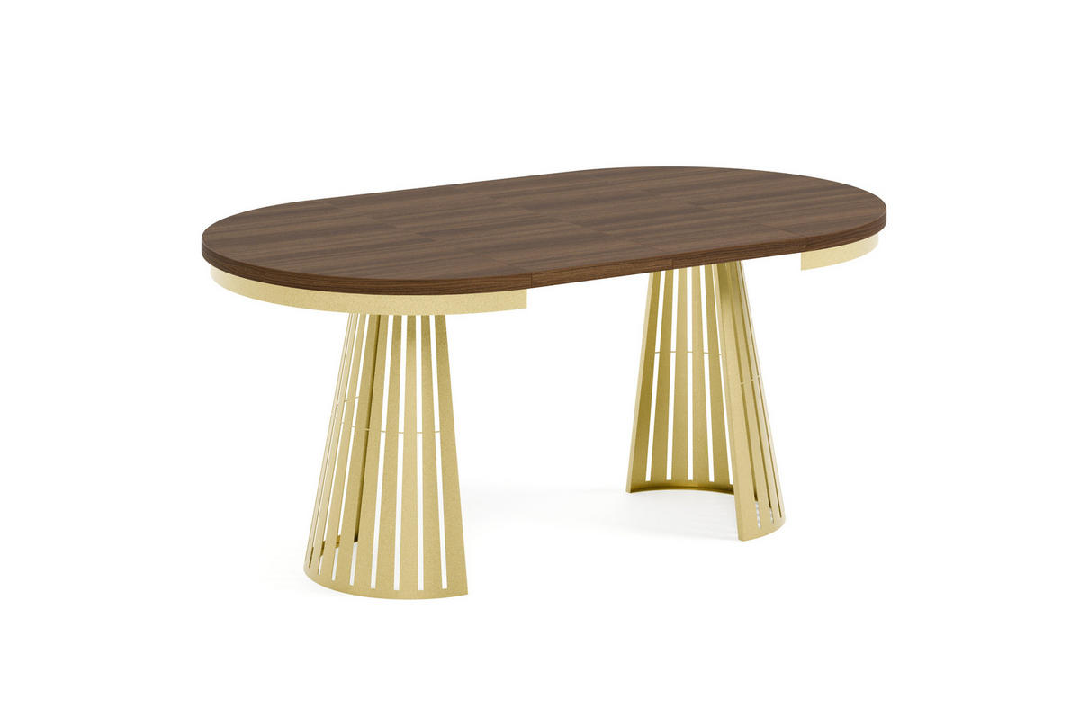 ESSTISCH Cone Bis - Goldfarben/Haselnussfarben, Holzwerkstoff/Metall (100/100/76cm) - Meblini