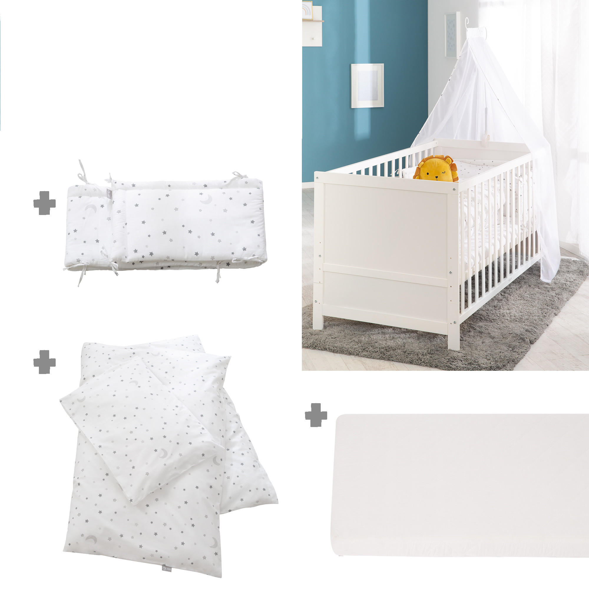 BABYBETT Sternenzauber 70 x 140 cm - Weiß, Holzwerkstoff (70/140cm) - Roba