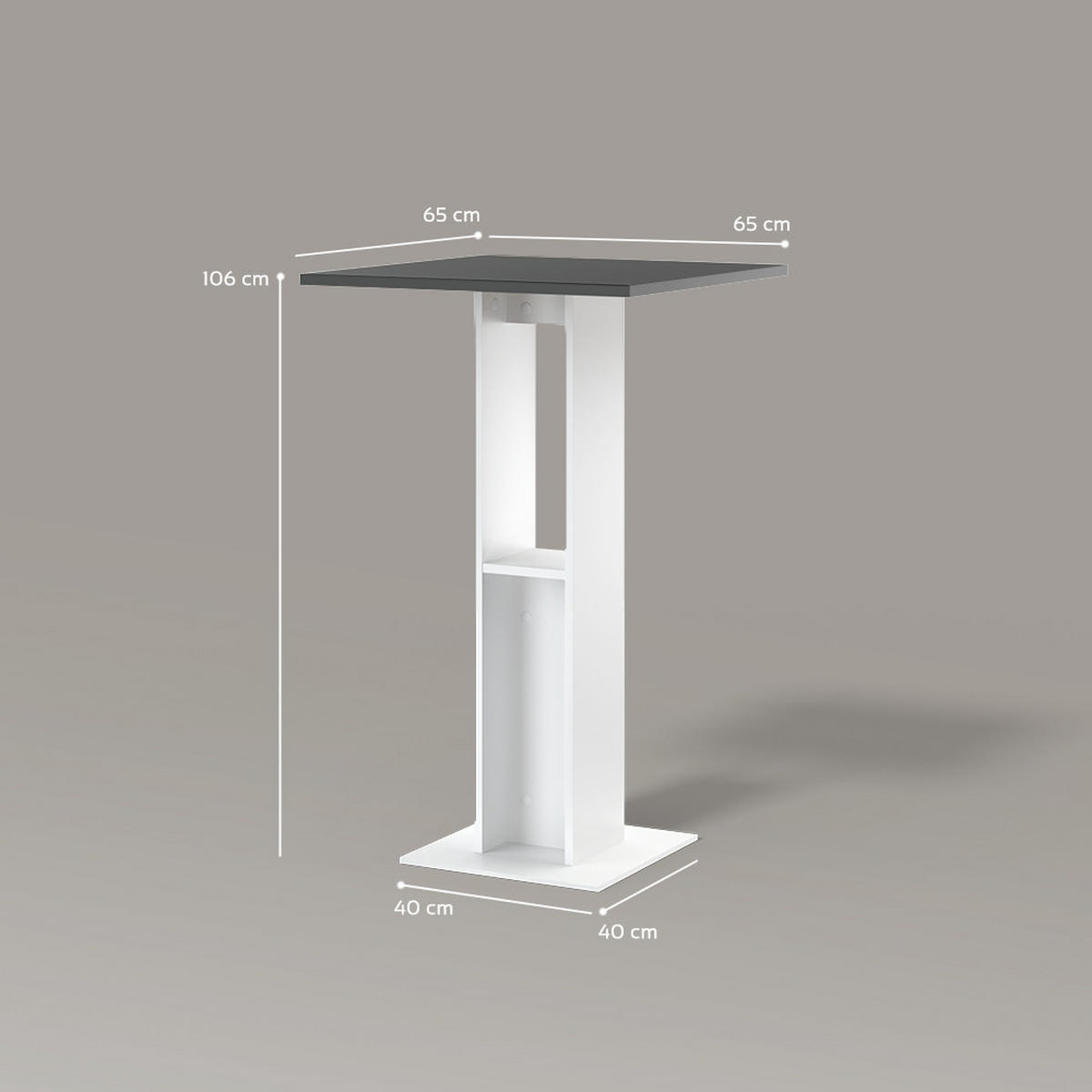 BARTISCH Regusa Weiß/Anthrazit 65 x 65 cm - Anthrazit/Weiß, Holzwerkstoff (65/65/106cm) - Livinity®