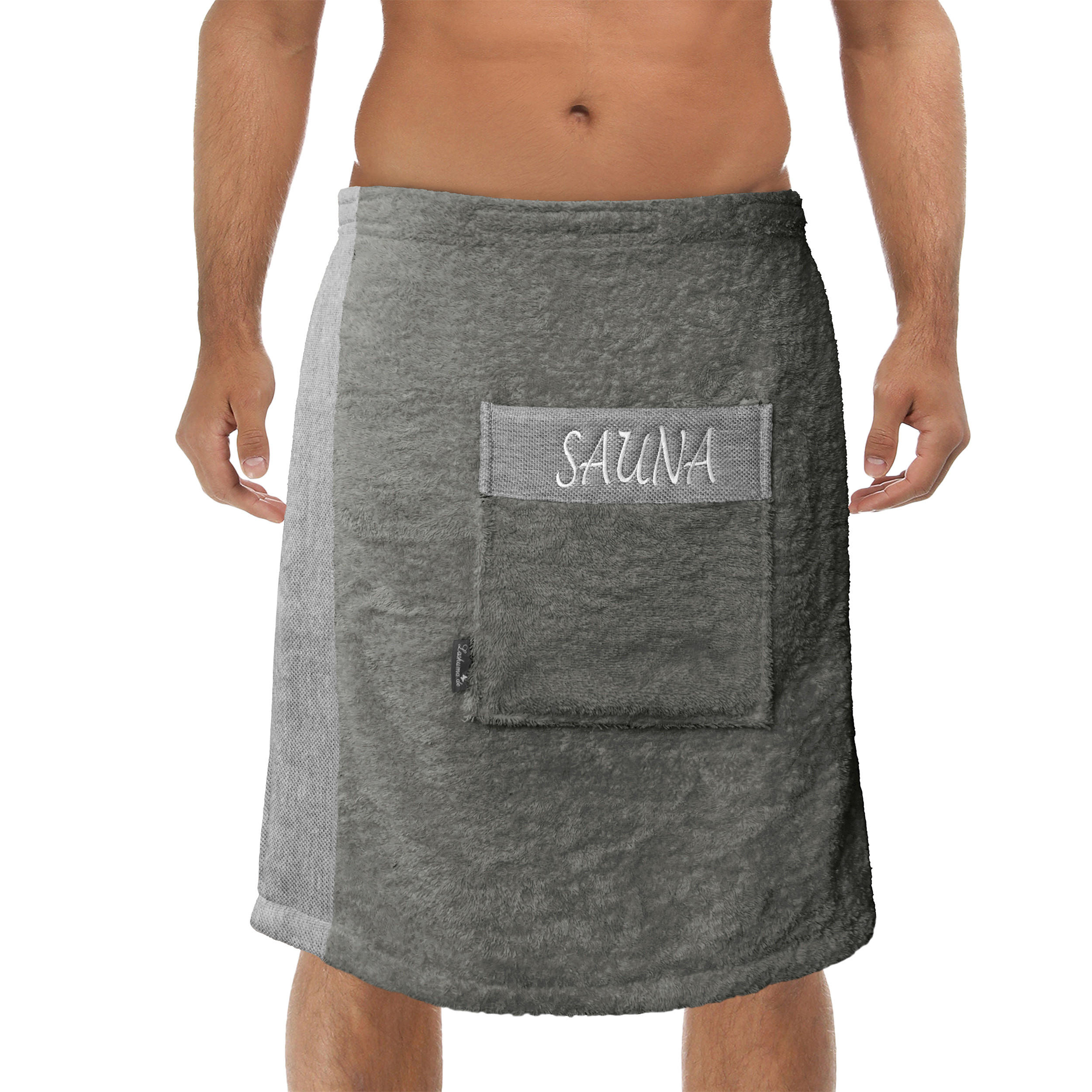 SAUNAKILT Herren Grau, Lima Saunahandtuch mit Klettverschluss - Dunkelgrau, Textil (140/55cm) - Lashuma