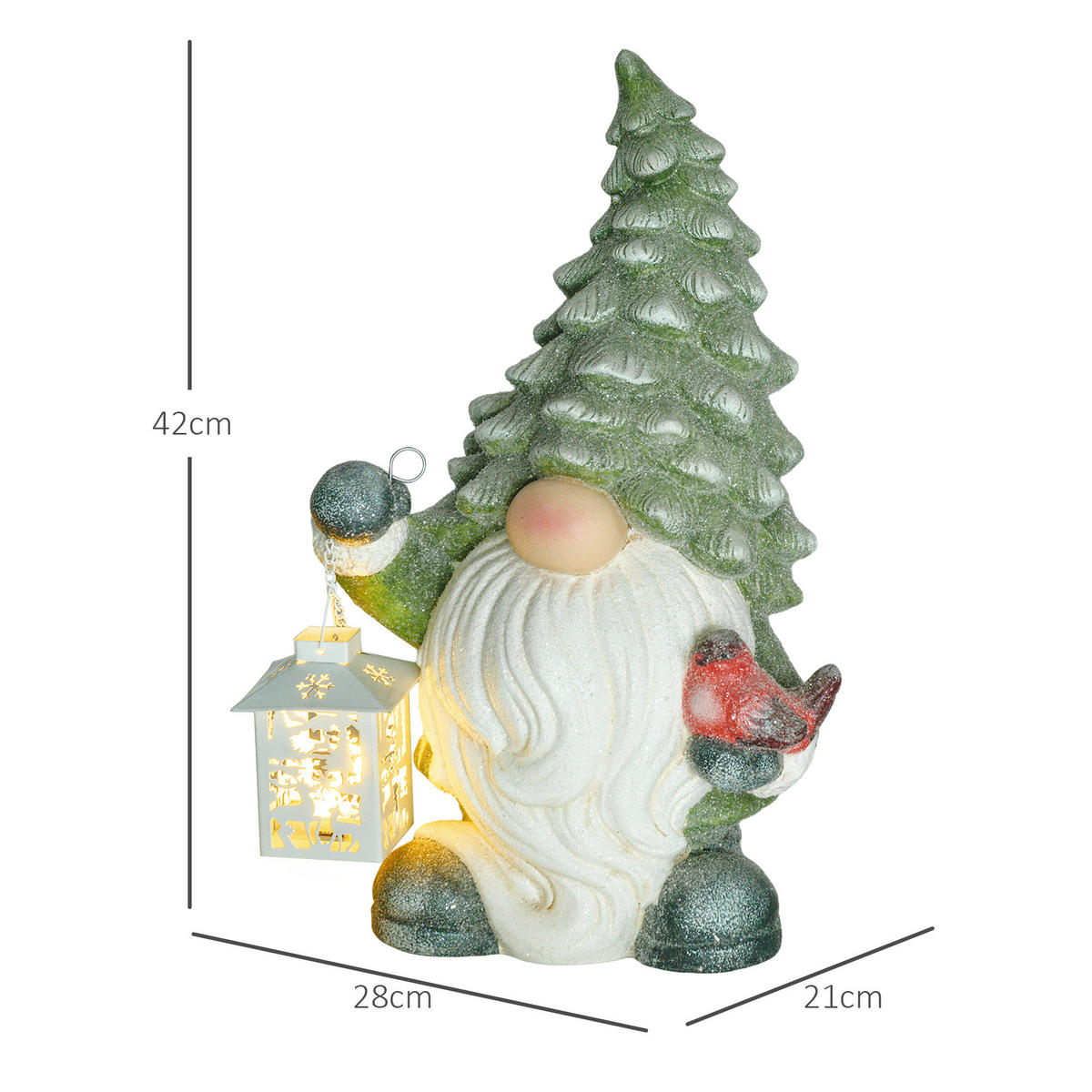WEIHNACHTSFIGUR - Weiß/Grün, Metall (21/42/28cm) - HOMCOM