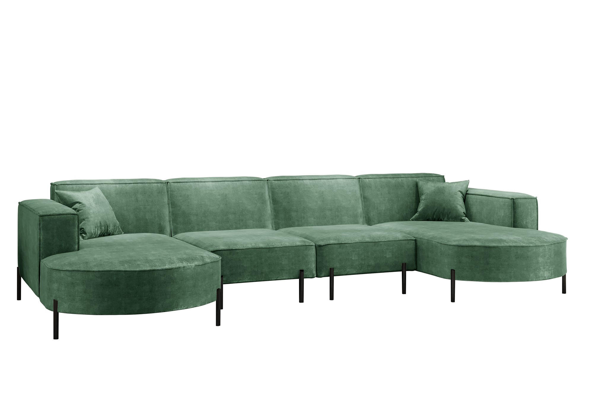 WOHNLANDSCHAFT Valencia Xl - Grün, Holzwerkstoff/Textil (384/80/165cm) - Fun Möbel