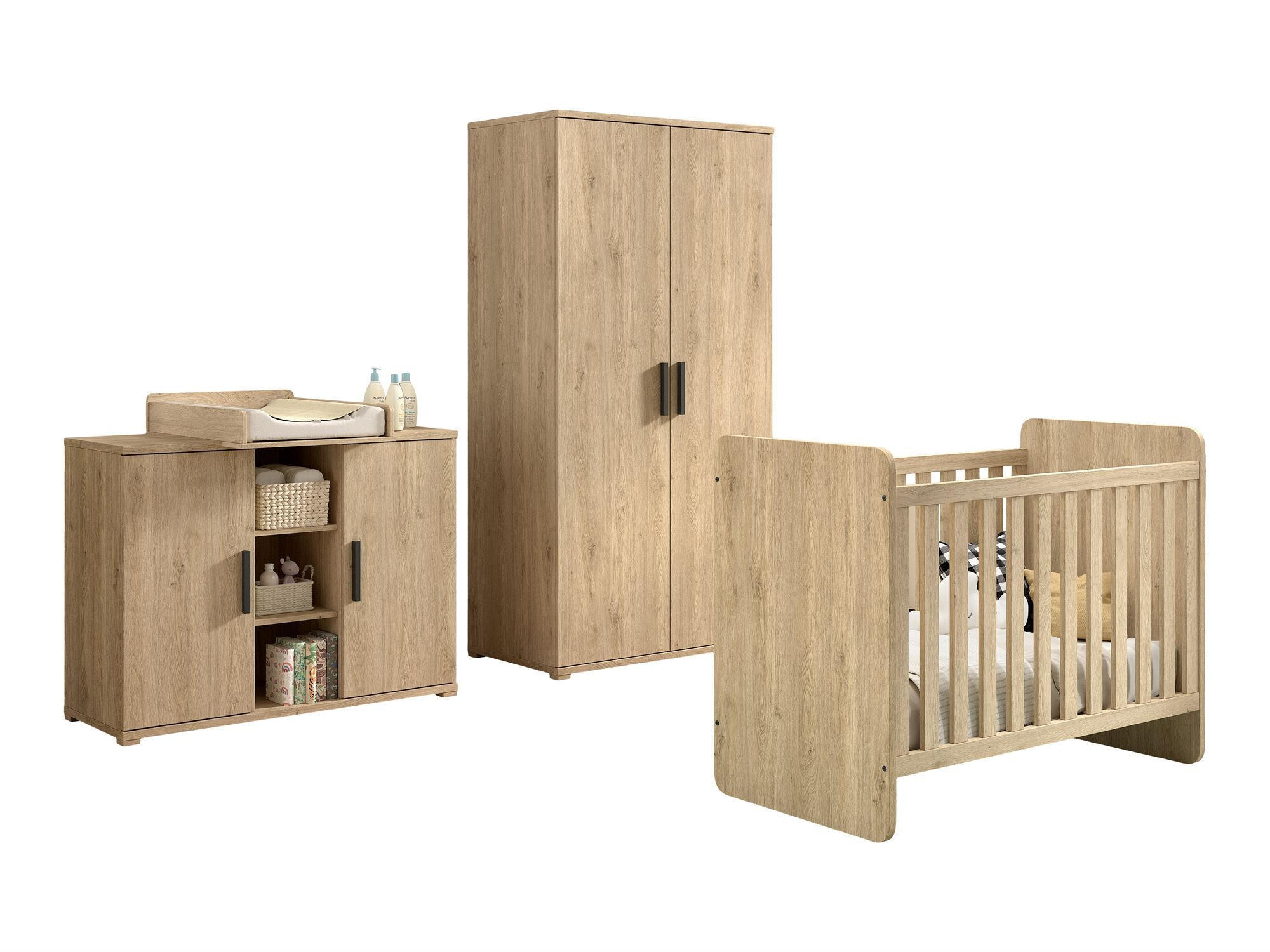 BABYZIMMER Set Keelia Eiche Melamin 4tlg Möbel - Eichefarben, Kunststoff (100/1/200cm) - 58aufmkessel