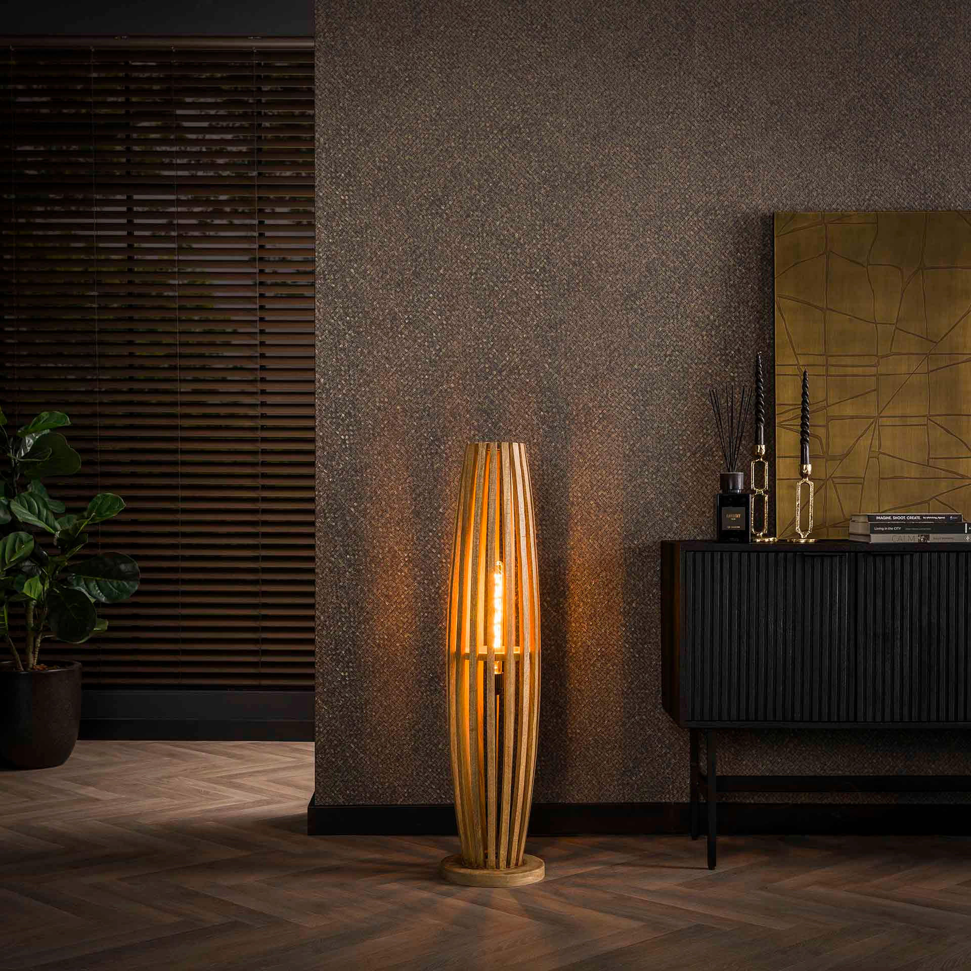STEHLEUCHTE Orbit Braun 22/105/ 22 cm - Braun, Holz (22/105/22cm) - Hoyz Collection