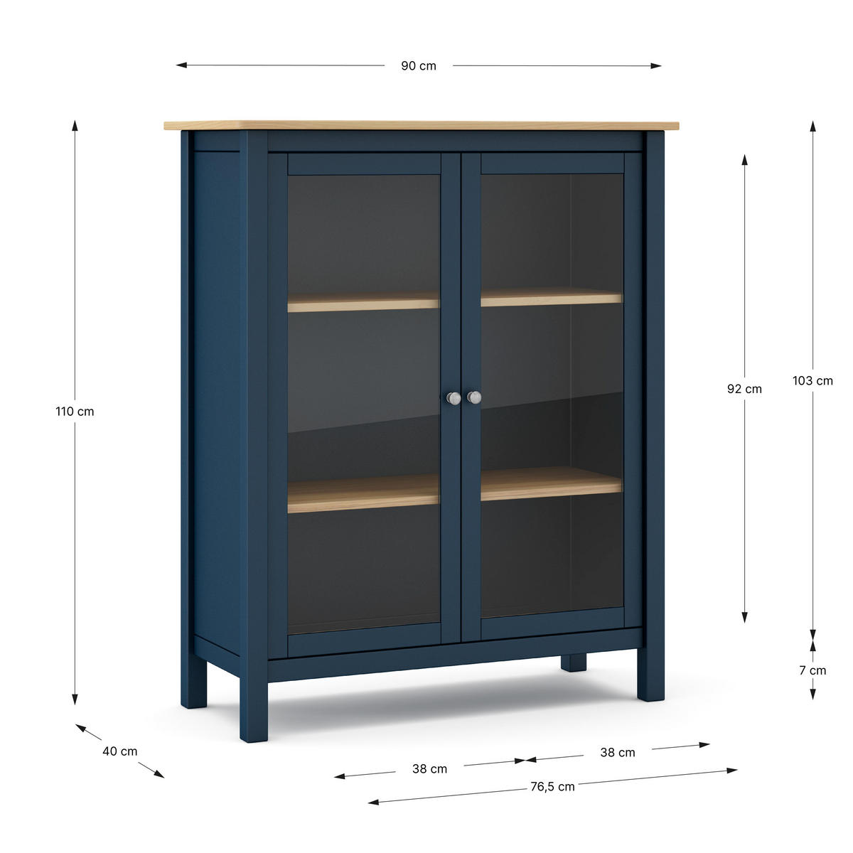 ESSZIMMERSCHRANK Misti Blau 90/40/110 cm - Blau, Holz (40/110/90cm) - Calicosy