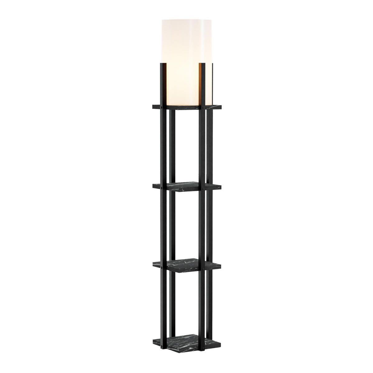 STEHLEUCHTE Stourbridge - Schwarz, Holzwerkstoff (25/25/130cm) - lux.pro