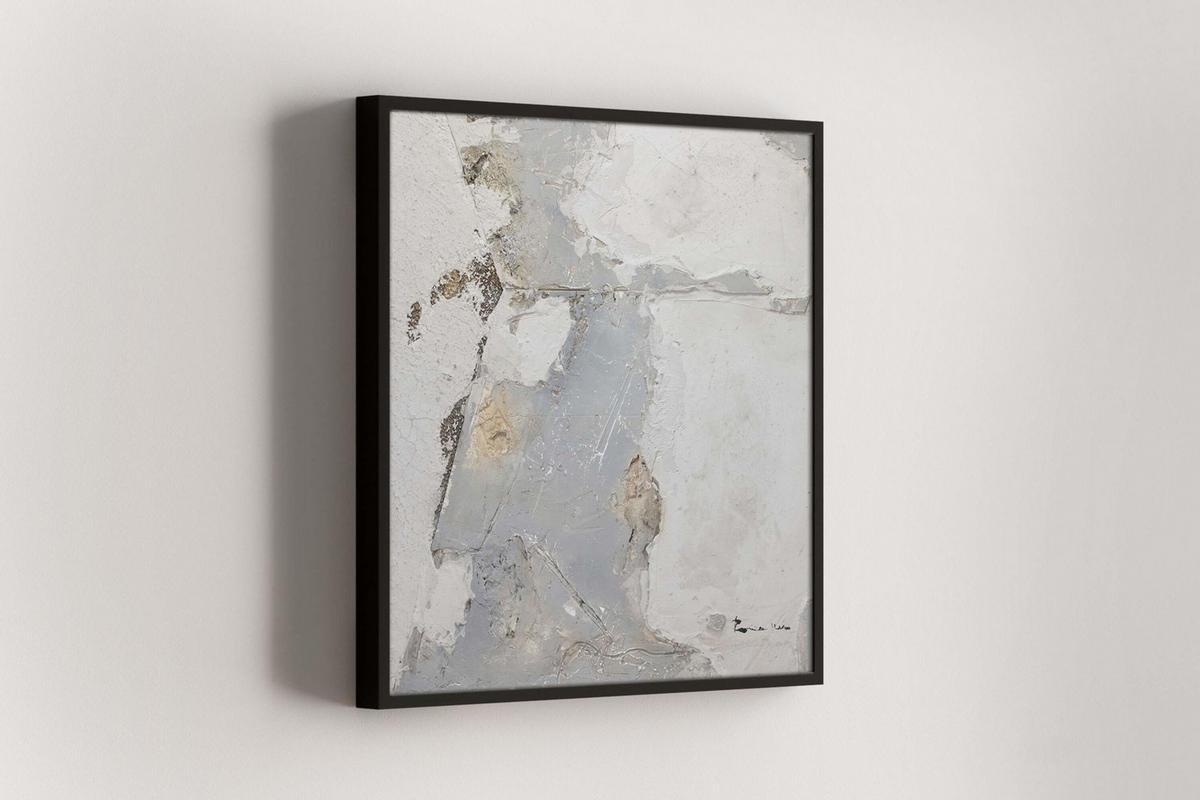 RUČNE MAĽOVANÝ AKRYLOVÝ OBRAZ 80/80 cm, sivý, abstraktný geometrický motív - sivá, drevo/textil (80/80cm) - KUNSTLOFT