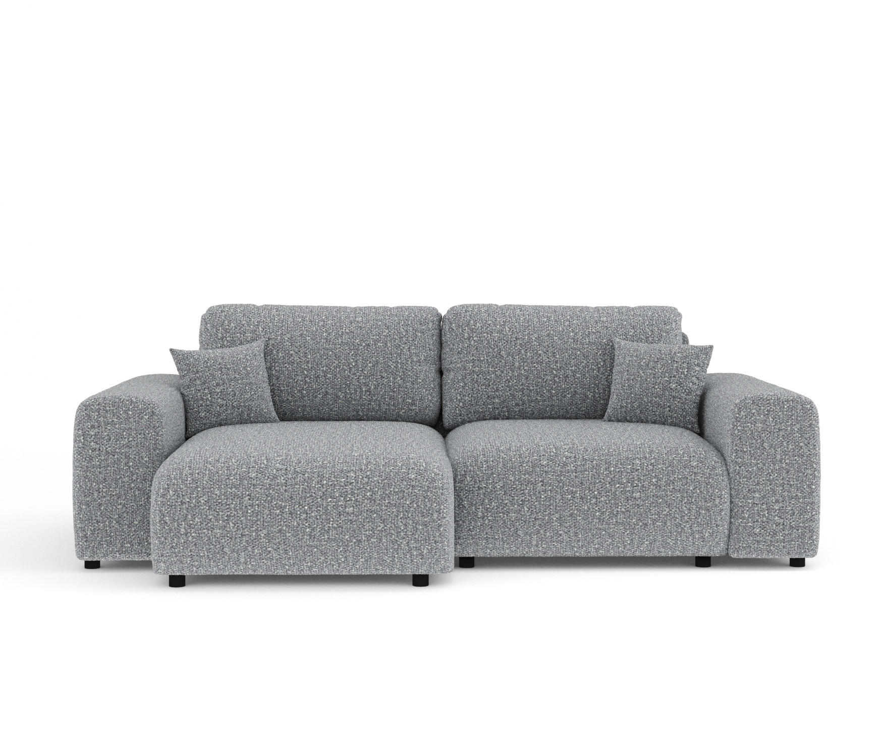 ECKSOFA Zanzibar Grau Plüschstoff - Schwarz/Grau, Holz/Holzwerkstoff (237/144cm) - Maison de Reve