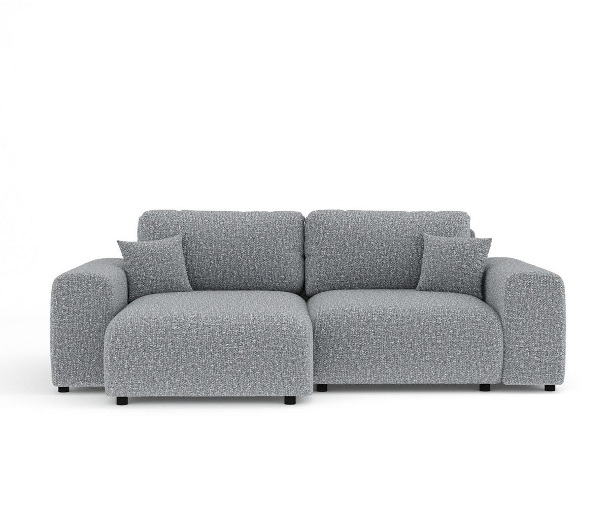 ECKSOFA Zanzibar Grau Plüschstoff - Schwarz/Grau, Holz/Holzwerkstoff (237/144cm) - Maison de Reve