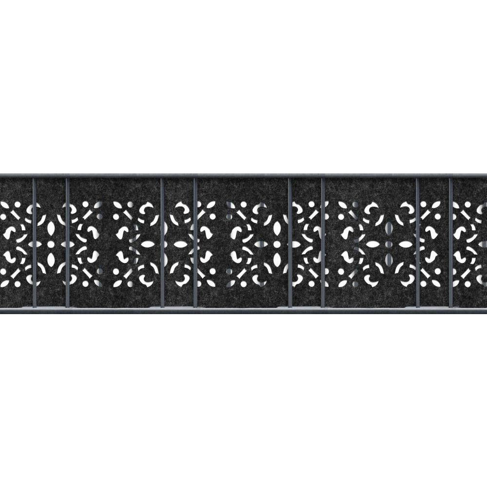 SICHTSCHUTZSTREIFEN Design Vlies Ornament für Doppelstabmatten Schwarzgrau 2,6m - Schwarz, Kunststoff (260/19cm) - ZAUN|ZU