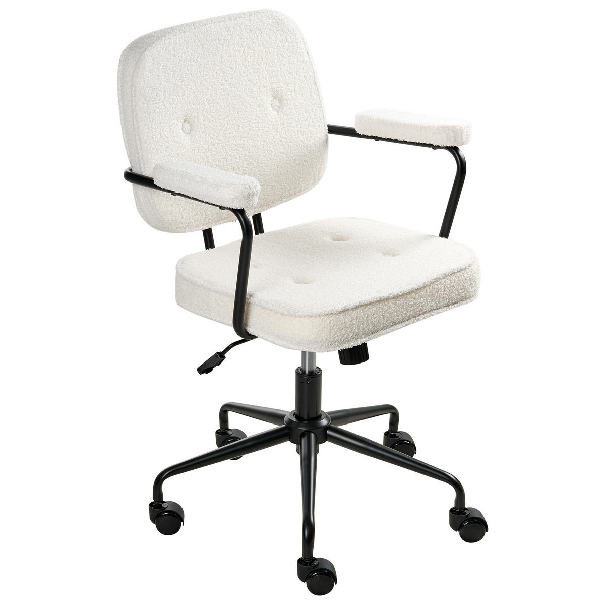 SCHREIBTISCHSTUHL Cremeweiß Pawnee - Schwarz/Weiß, Textil (62/88/43cm) - Beliani