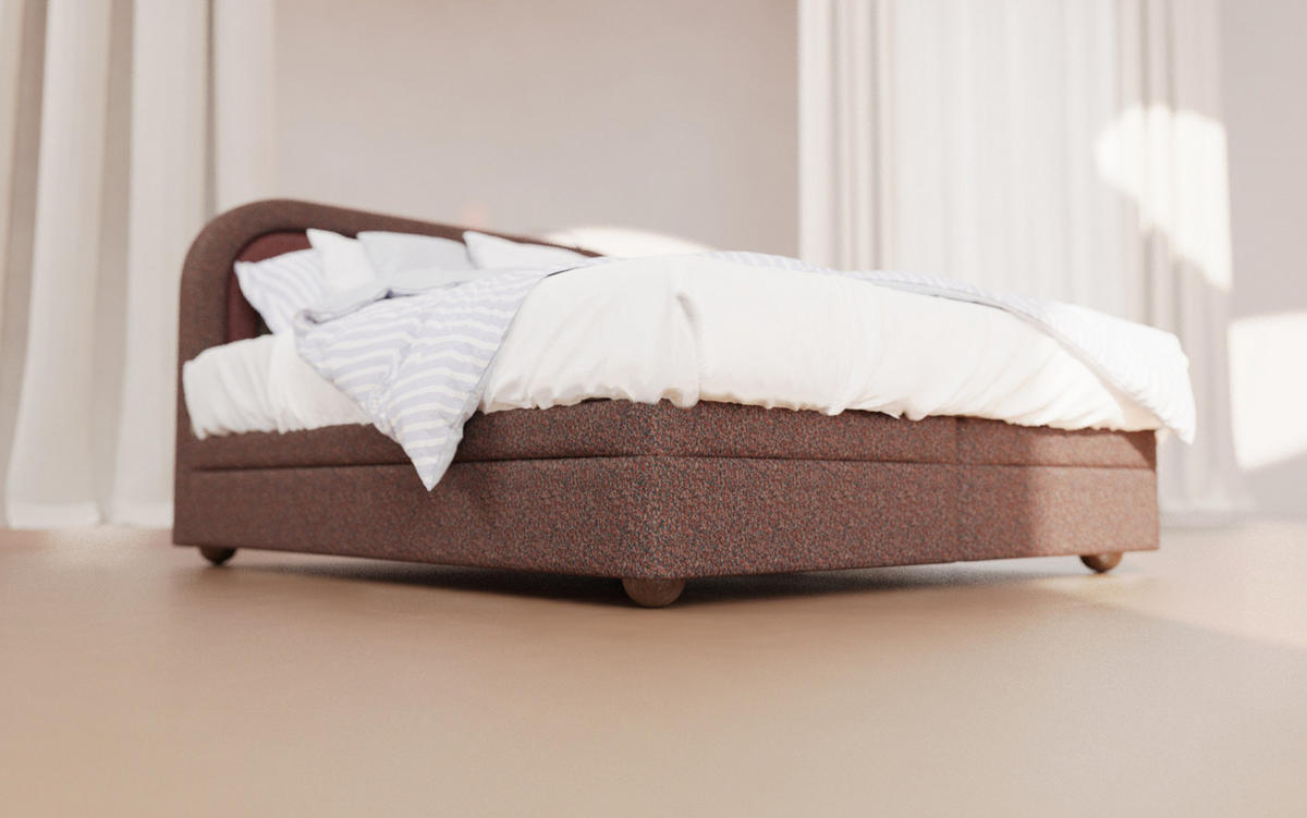 KONTINENTALBETT - Boxspringbett Nest 160x200 - Kupferfarben - Aragon 59 + Aragon 62 + Aragon 3 + Aragon 1 - Kieferfarben/Kupferfarben, Holzwerkstoff/Textil (160/200cm) - Möblo