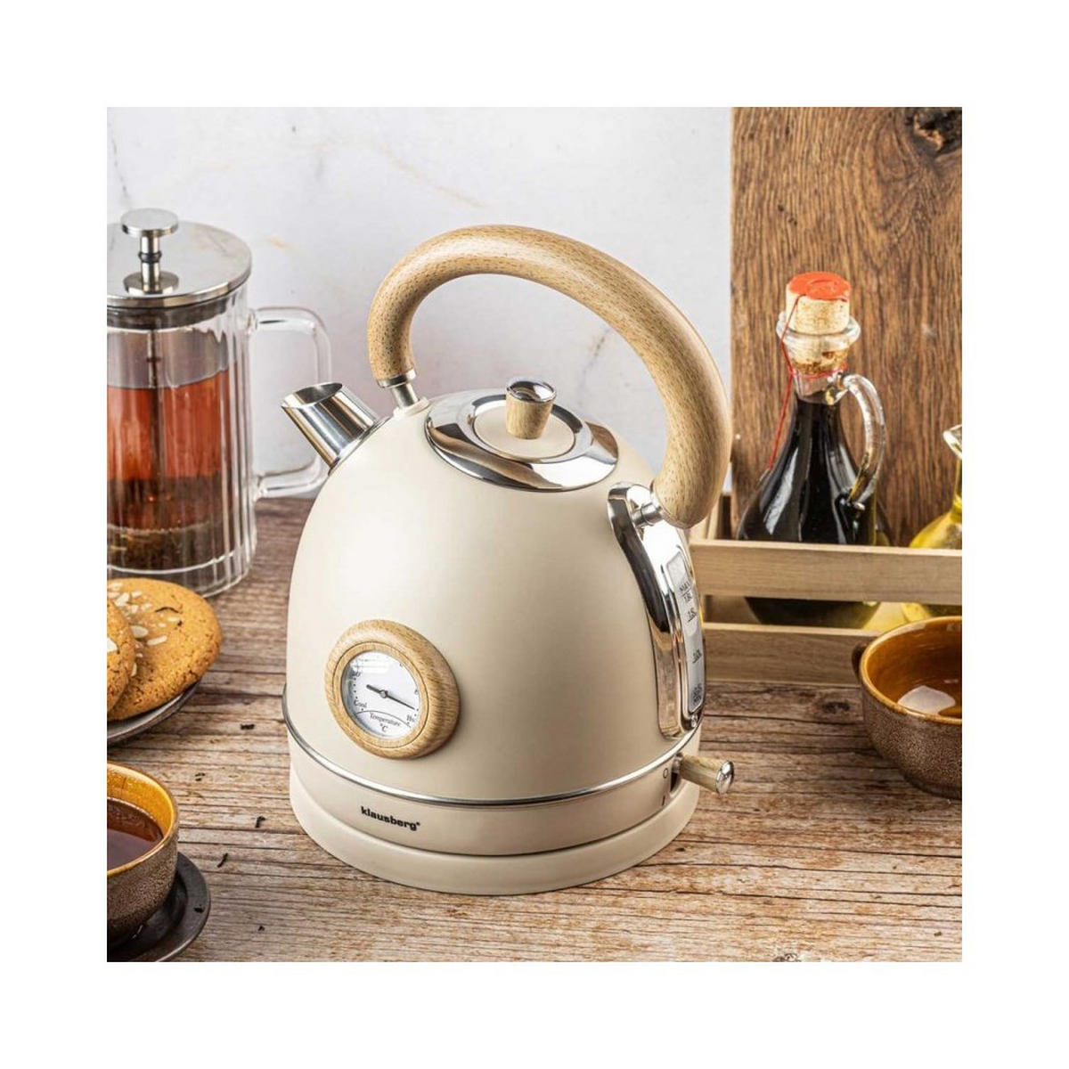 WASSERKOCHER ELEKTRISCH Creme 22/18/25 cm KB7906 - Creme, Metall (18/25/22cm) - Klausberg 