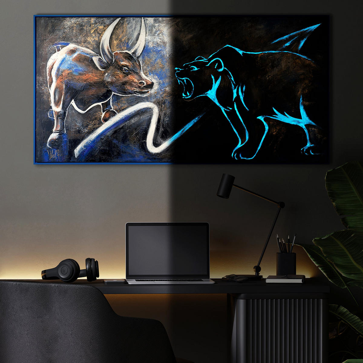 GEMÄLDE Börse Schattenfugenrahmen Schwarz 160x80 cm - Schwarz, Holz (160/80cm) - YS-art gallery