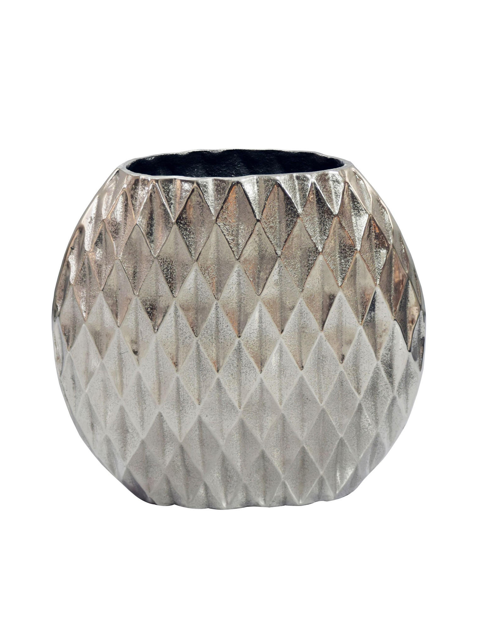 TISCHVASE BERLENGA, Aluminium, handgefertigt, Silber, 33,5 x 12,5 x 32 cm - Silberfarben, Metall (32cm) - KADIMA DESIGN