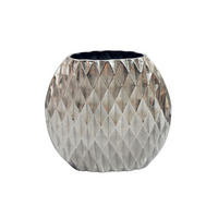TISCHVASE BERLENGA, Aluminium, handgefertigt, Silber, 33,5 x 12,5 x 32 cm - Silberfarben, Metall (32cm) - KADIMA DESIGN