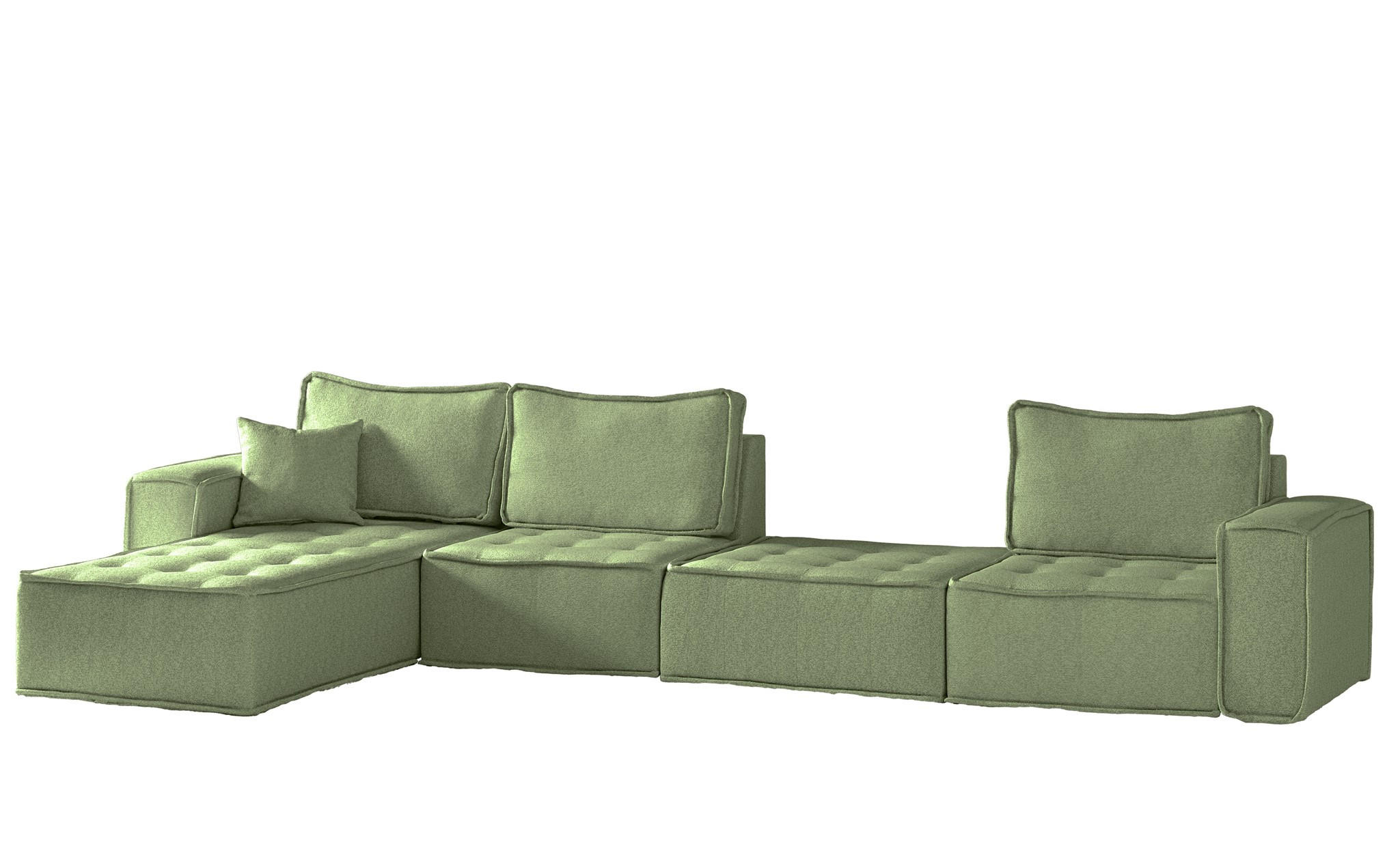 ECKSOFA Sande Xl In Alpine - Hellgrün, Holzwerkstoff/Textil (372/192cm) - Fun Möbel