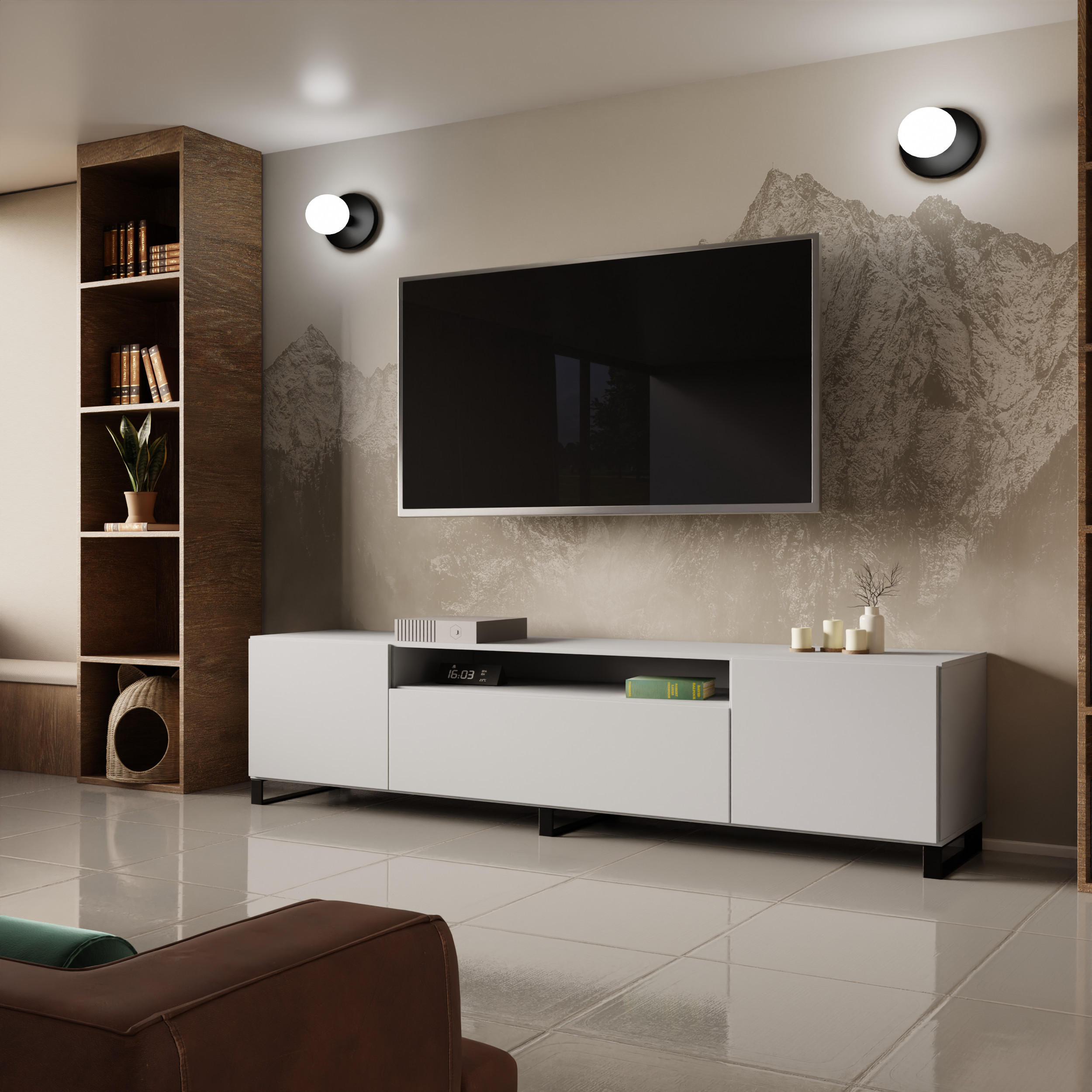 TV-SCHRANK LIO - Weiß, Holzwerkstoff (200/53/41cm) - Meblini