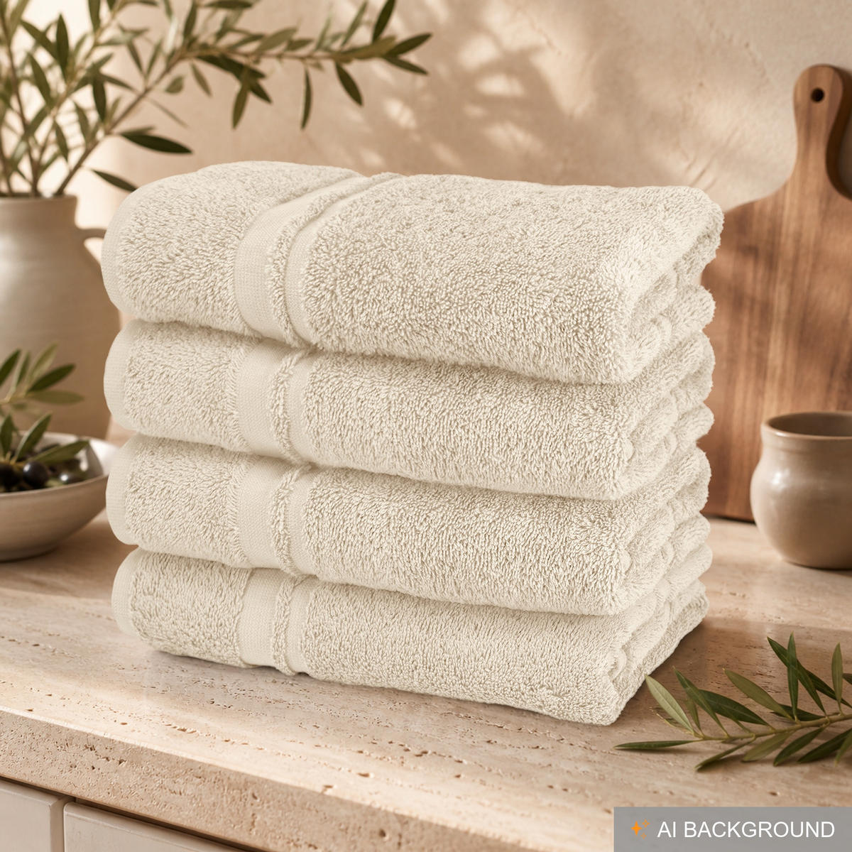 FROTTEE Küchenhandtücher 50x50 cm, 4er Set, Natur - Naturfarben, Textil (50/50cm) - Lashuma