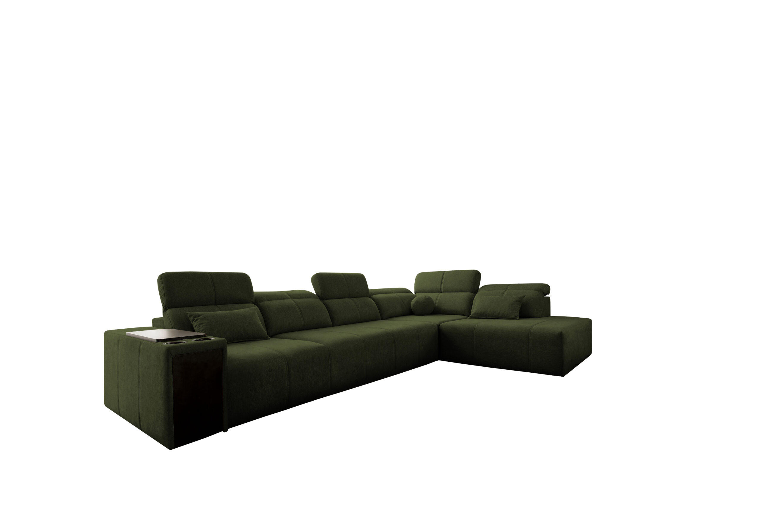 ECKSOFA L-Form Mindy XI Mit Schlaffunktion Und Verstellbarer Rückenlehne Stoff Verita Dunkelgrün Rechts - Dunkelgrün, Holz/Textil (350/230cm) - Kaiser Möbel