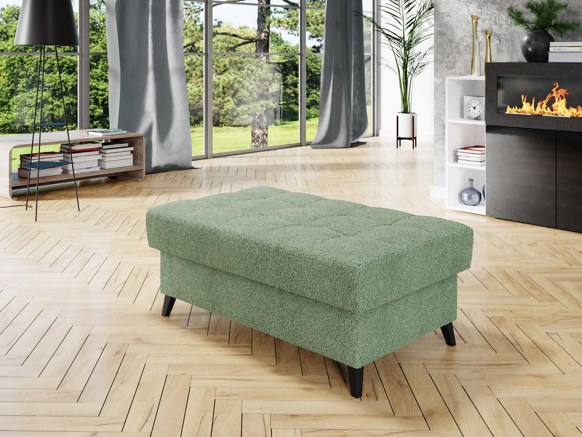POLSTERHOCKER Nord - Schwarz/Hellgrün, Holz/Textil (106/44/67cm) - MIRJAN24